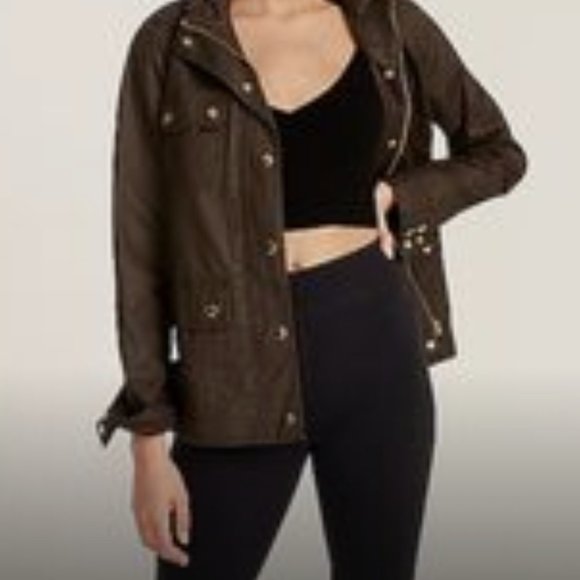 J. Crew Jackets & Blazers - J Crew Green Cotton Twill Utility Jacket Women Small Snap Button Cargo Denim